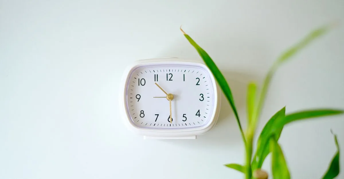 Wall clock above an office desk, tracking work hours through the day